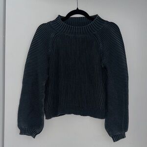 Vintage Dark Gray Ribbed Turtleneck Sweater